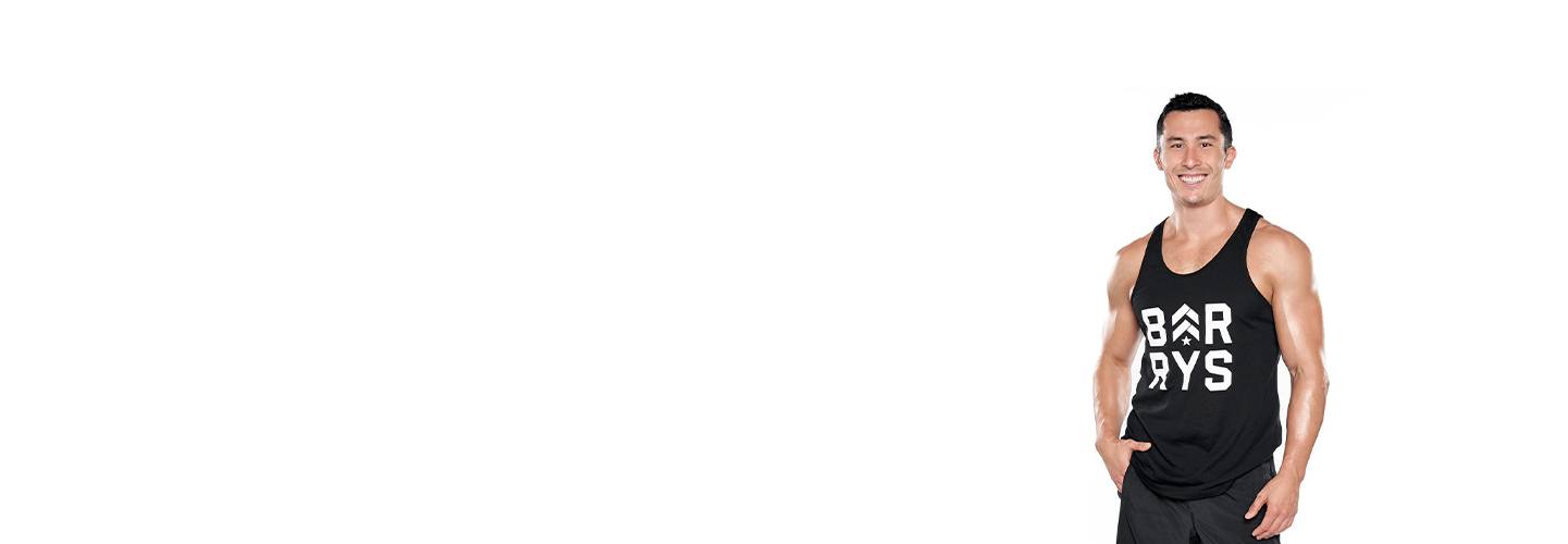 barrys instruktör Jeffrey Langewisch klädd i svart tank