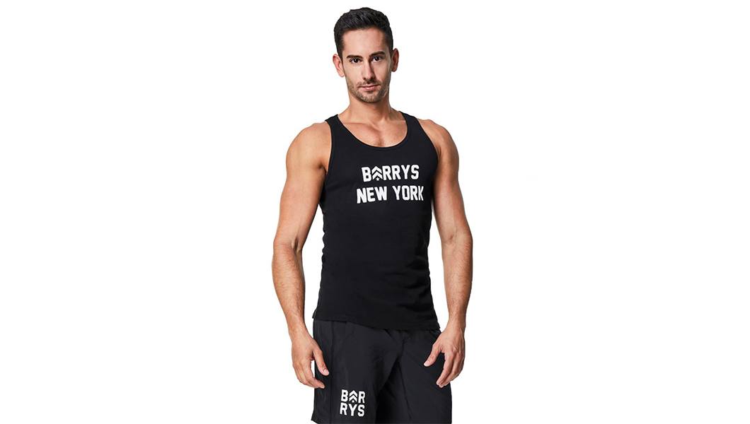 Barry's instructor Matt Griffin wearing black tank