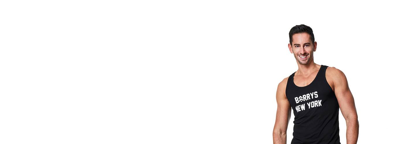 Barry's instructor Matt Griffin wearing black tank