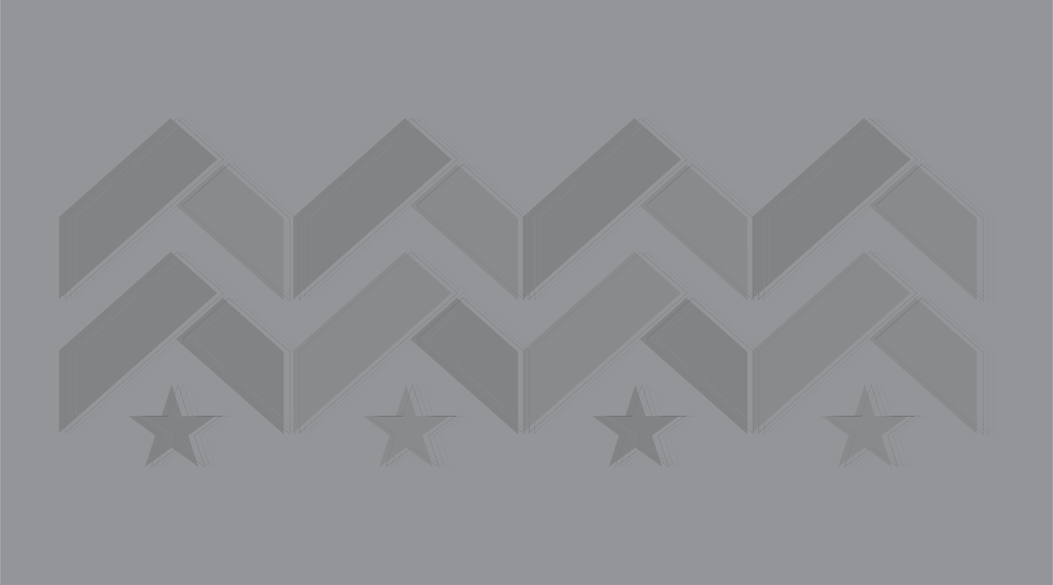 Ligne de flèches vers le haut et logos étoiles Barry's Bootcamp gris foncé et gris clair sur fond gris clair