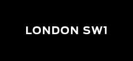 London SW1 written in white on black background