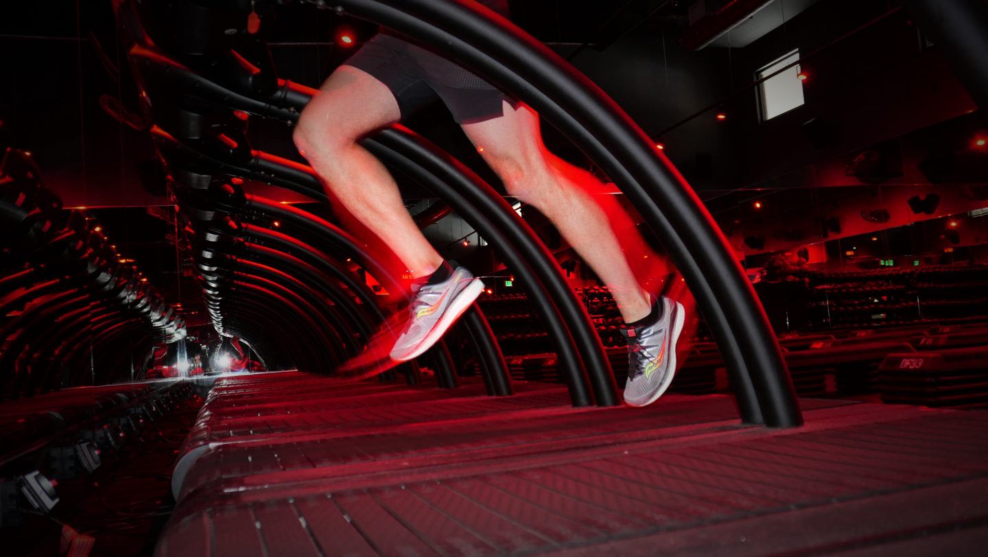 Man running on a treadmill