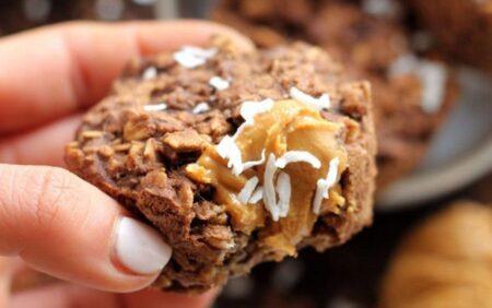 Protein oatmeal cup with peanut butter and shredded coconut