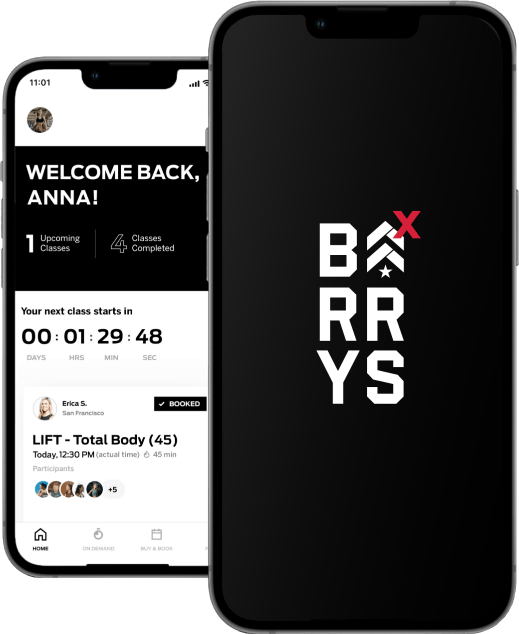 Barry's X app-grænsefladen på en iPhone