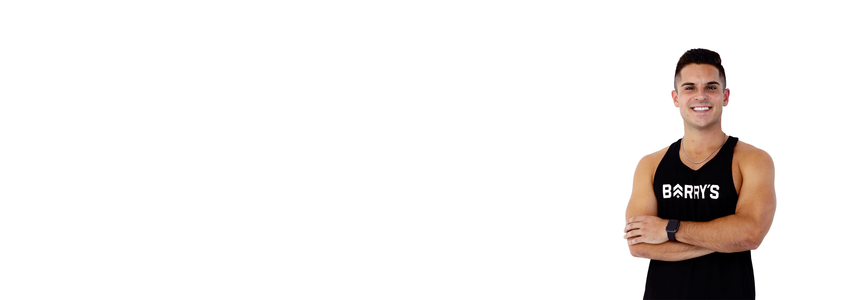 Barry's instructor standing confidently wearing a black top against a white background.