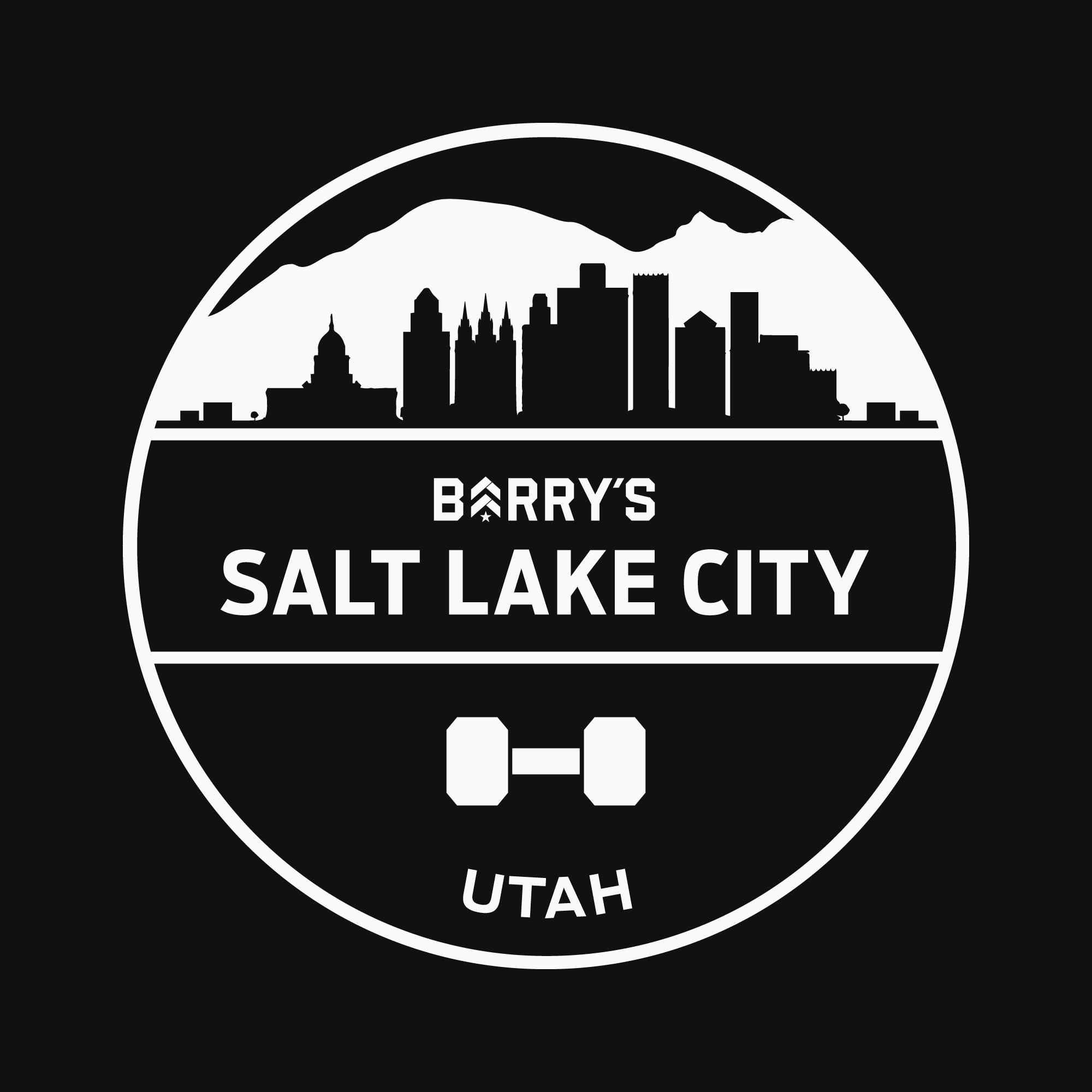 Barry's SALT LAKE CITY logo black background white elements